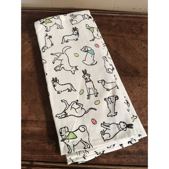 Dogs as Bunny Rabbits Kitchen Towels Set Easter Spring Garden New Isaac Mizrahi - Picture 8 of 8